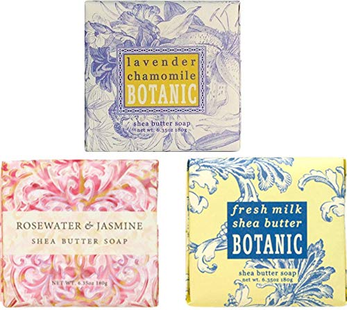 Greenwich Bay Cleansing Spa Soap, Shea Butter, and Cocoa Butter. Blended with Loofah and Apricot Seed, No Parabens, No Sulfates 6.35 Oz. (3 Pack) … (LavRoseMilk)