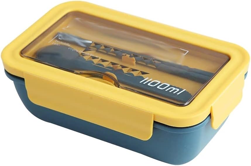 1100ml Microwave Lunch Box Portable 2 Layer Food Container Lunch Bento Boxes Lunchbox(Blue)