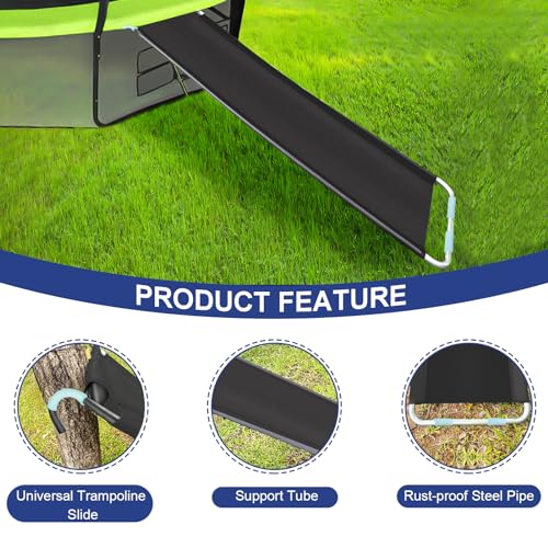 Trampoline Slide, Universal Ladder for Kids Climb Up & Slide Down, Outdoor Trampoline Slide Attachment, Trampoline Accessories, Heavy Duty Steel, Clamps to Frame, Easy to Assemble