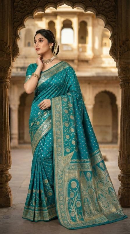 Image of Yashika Women's Art Silk Saree with Blouse Piece for Traditional Ethnic Wear Sari