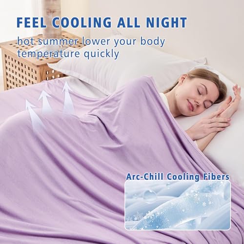 Image of EMME Cooling Throw Blanket for Couch Sofa, Thin Lightweight Summer Blanket, Cold Bed Throws for Hot Sleepers, Double Sided, Keep Body Cool for Kids Adults, Purple