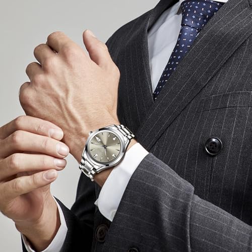 Mens Silver Watch Luxury Minimalist Dress Watch Waterproof Watches for Men Analog Quartz Stainless Steel Men's Wrist Watches with Date Luminous3