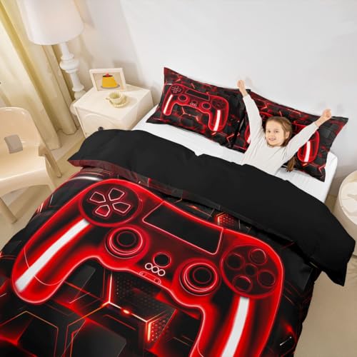 Housse de couette manette de jeu pour relooker une chambre d'ado gamer en rouge