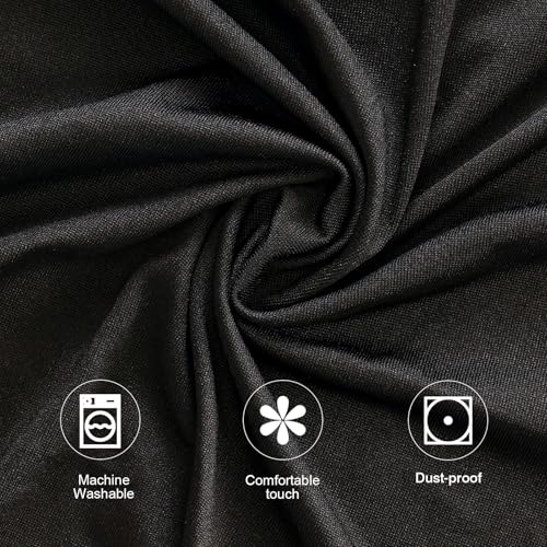 Image of Fixwal 8 Pack Spandex Cocktail Table Covers, 32x43 Inch Black Fitted Stretch Highboy Round Cover Table Cloth for Party, Bar, Pub, Wedding, Banquet