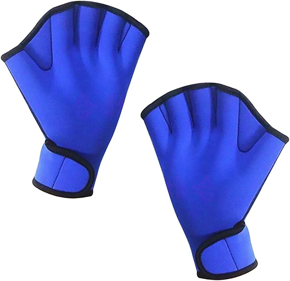 YMLHOME 1 Pair Aquatic Swim Gloves Training Swimming Gloves Neoprene Water Resistance Webbed Gloves for Men Women Adults Water Fitness Training (Blue) : Sports & Outdoors