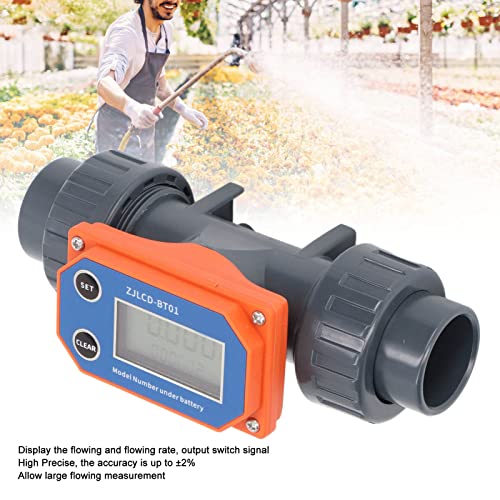 Digital Display Water Flowmeter UPVC Liquid Meter 10-150 L/min for Farmland Irrigation Water Plant Fish Pond