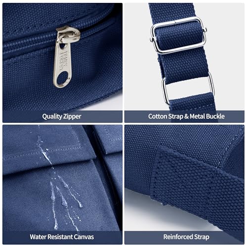 Image of KALIDI Canvas Tote Bag Zipper Large Crossbody Shoulder Bag Messenger Bag