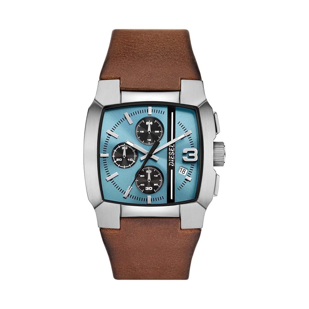 Diesel Reloj Cliffhanger para Hombre, Movimiento cronógrafo de Cuarzo con Correa de Acero Inoxidable o Piel