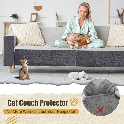 Cat Scratch Couch Furniture Protector, 90" x 16" Trimmable Anti-Scratch Couch Protector from Cat Claws with Double Self-Adhesive Carpet, Great for Sofa & Indoor Wooden Furniture (Dark Gray) by COCTN - Image 6
