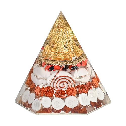 Image of ZAICUS Orgonite Laxmi Pyramid with Shri Yantra for Home Decor | Shri Yantra, Rudraksha & Gomti Chakra, Decorative Gift for Festive Occasions
