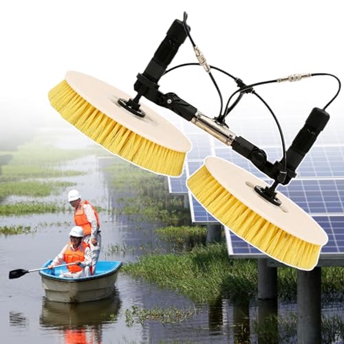 Szczotka do czyszczenia modułu solarnego z regulowanym drążkiem, automatyczna szczotka rotacyjna do efektywnej konserwacji modułu, zasilanie bateryjne, kabel