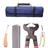 long river Horse Farrier Hoof Tool Kit（5 Piece） with Carry Bag Horse Equine Metal Shears Farriers Hoof Nipper Cutter Handle Knife Stable Supplies Professional Hoof Trimming Tools