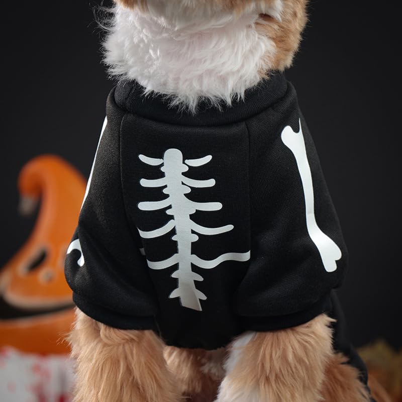 Maigllra Dog Skeleton Costume Glow in the Dark Pet Halloween Jumpsuit 4 Legged Onesie for Small Medium Large Dog L - Image 4