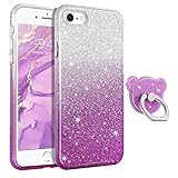 GUAGUA Compatible with iPhone SE 2020/8/7 Case Glitter Sparkle Bling Shiny Cute Cover for Girls...
