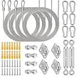 Lomoky 52 Pcs Shade Sail Hardware Kit, 304 Stainless Steel Hardware Accessories Set for Rectangle Triangle Canopy and Outdoor Garden Patio(Including 5.5 Inch Turnbuckle, 78.7 inch Wire Rope)
