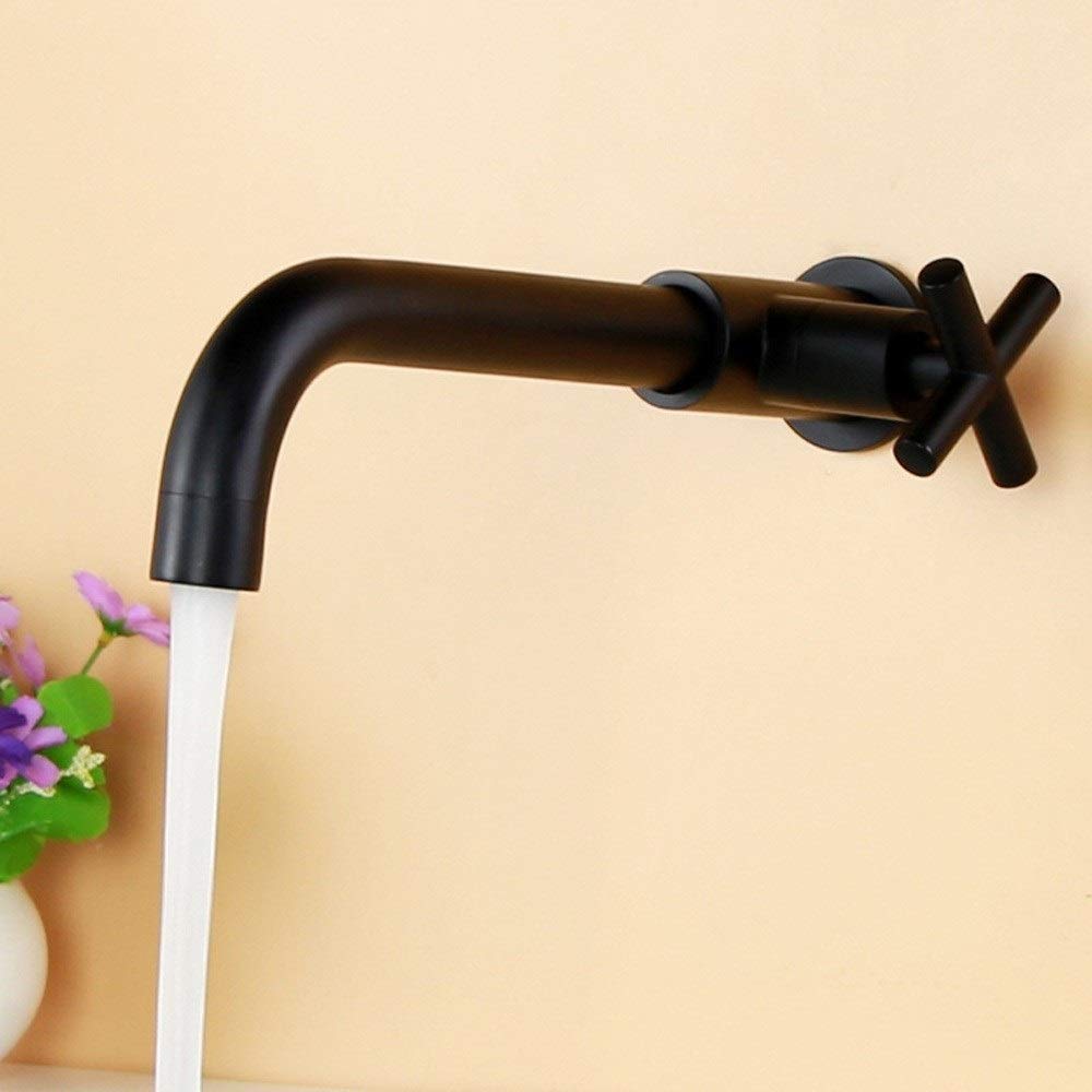 Grifos de Agua, grifos de Grifo Defensa Negra Salpicaduras en la Pared Trapeador Alargado Grifo para Piscina Grifo de Agua Baño frío Individual Fuera de la Pared Trapeador de Cobre para el hogar