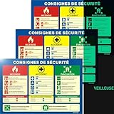  3 pezzi affichage obligatoire entreprise 2025 A4 - Panneau code du travail - 30 x 20 cm PVC autolumineux - Support adhésif - Conforme droit du travail (Consignes de Sécurité en Entreprise)