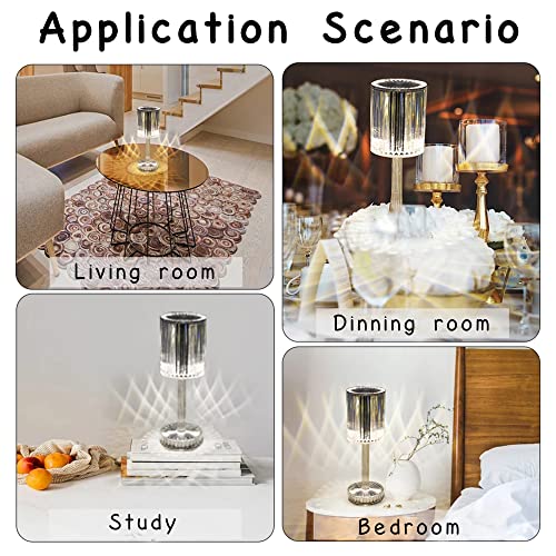 Nmm Gatsby Crystal Lamp, 3D Diamond Acrylic Touching Control Crystal Diamond Table Lamp, Romantic Valentines Day Gifts 3 Colors Changing Usb Rechargeable Bedside Room Party Dinner Decor Creative Light #TOP5