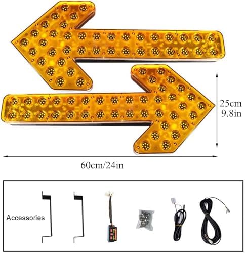 High Visibility LED Strobe Arrow Lights - Flashing Signal Warning Lights for Trucks, Sweepers & Work Vehicles - Emergency Roadside Safety Lights