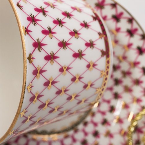Imperial / Lomonosov Porcelain Teacup W/ Saucer "Net-Blues" #TOP5