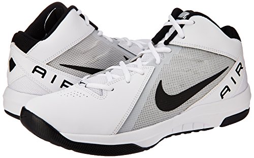 Nike Mens The Air Overplay IX White/Black/Pure Platinum Basketball Shoe 8 Men US