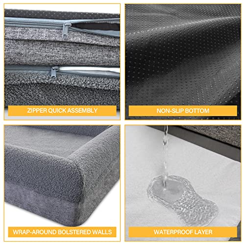 Hygge Hush Dog Beds For Extra Large Dogs, Orthopedic Large Dog Bed Memory Foam Soft Pet Sofa Waterproof Dog Bed Durable Pet Bed With Non-Skid Bottom And Washable Removable Cover Dog Bed For Crate #TOP4