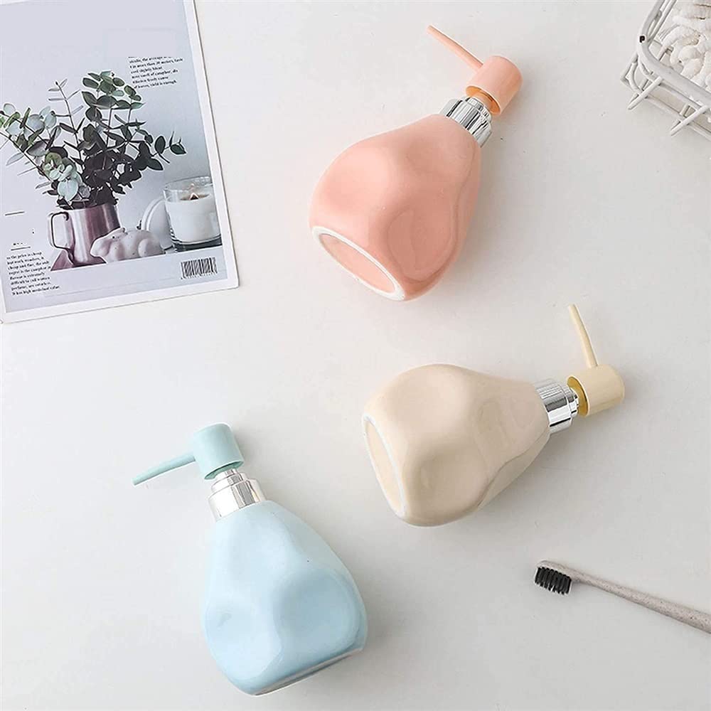 Accessori per Il Bagno Dispenser di Sapone in Ceramica, Dispenser di Sapone Liquido Ricaricabile, Bottiglia A Pompa per Cucina(Blue)