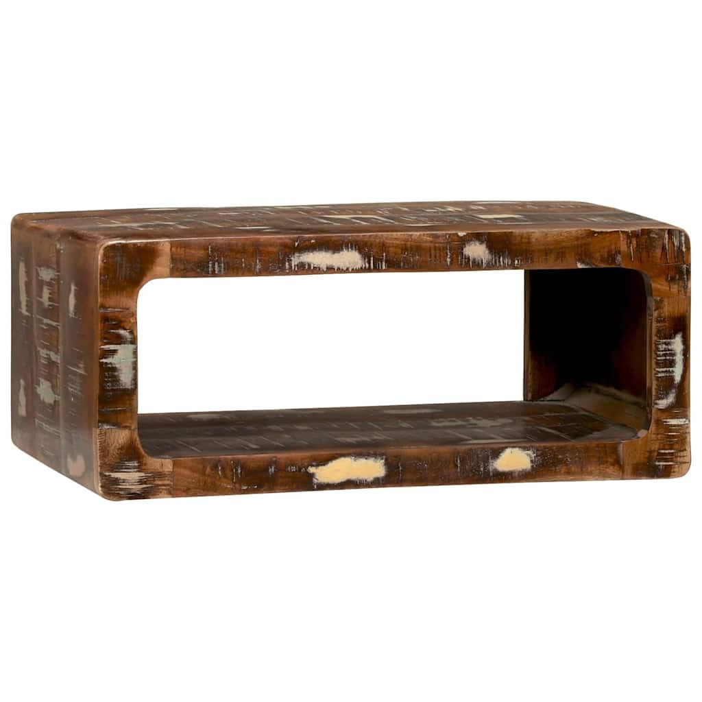 Mueble TV de madera vieja: calidez rústica multicolor de 60 cm para salones pequeños con encanto.