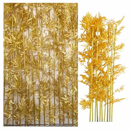 10 Bastoncini di bambù Artificiale Dorato, bambù Artificiale Piante Recinzione per la Privacy, divisorio per Lo Spazio, per Patio, Giardino, terrazza, Cortile, Ingresso(180cm/5.9ft)