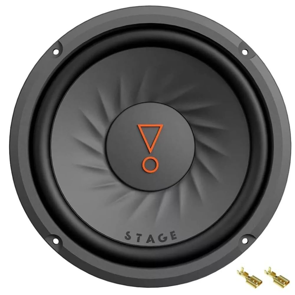 KIT-Set FÜR JBL Stage 82 1 Subwoofer 20 cm 200 mm 8", einzelne 4-Ohm-Schwingspule, 200 Watt RMS und 800 Watt Max, für Kofferraum und Schalldämpfer, 1 Stück + 2 kostenlose Faston