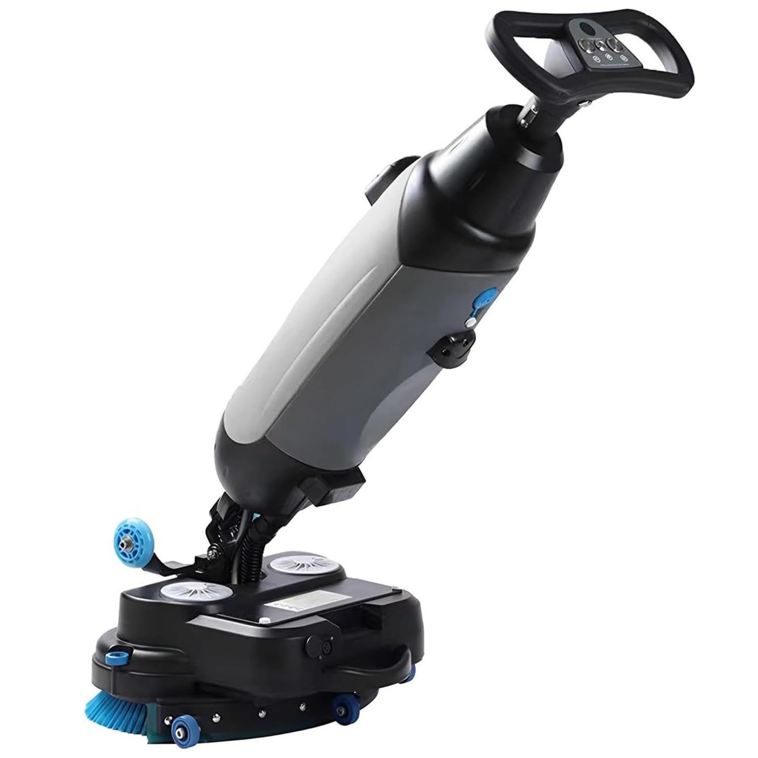 Lavapavimenti Walk-Behind,Mini Lavapavimenti Portatile Senza Fili a Doppia Spazzola,Serbatoi Doppi 4,5l+7,5l,Testa Rotante 360°,Uffici Piccole Attività E Diverse Tipologie Di Pavimento Duro gray
