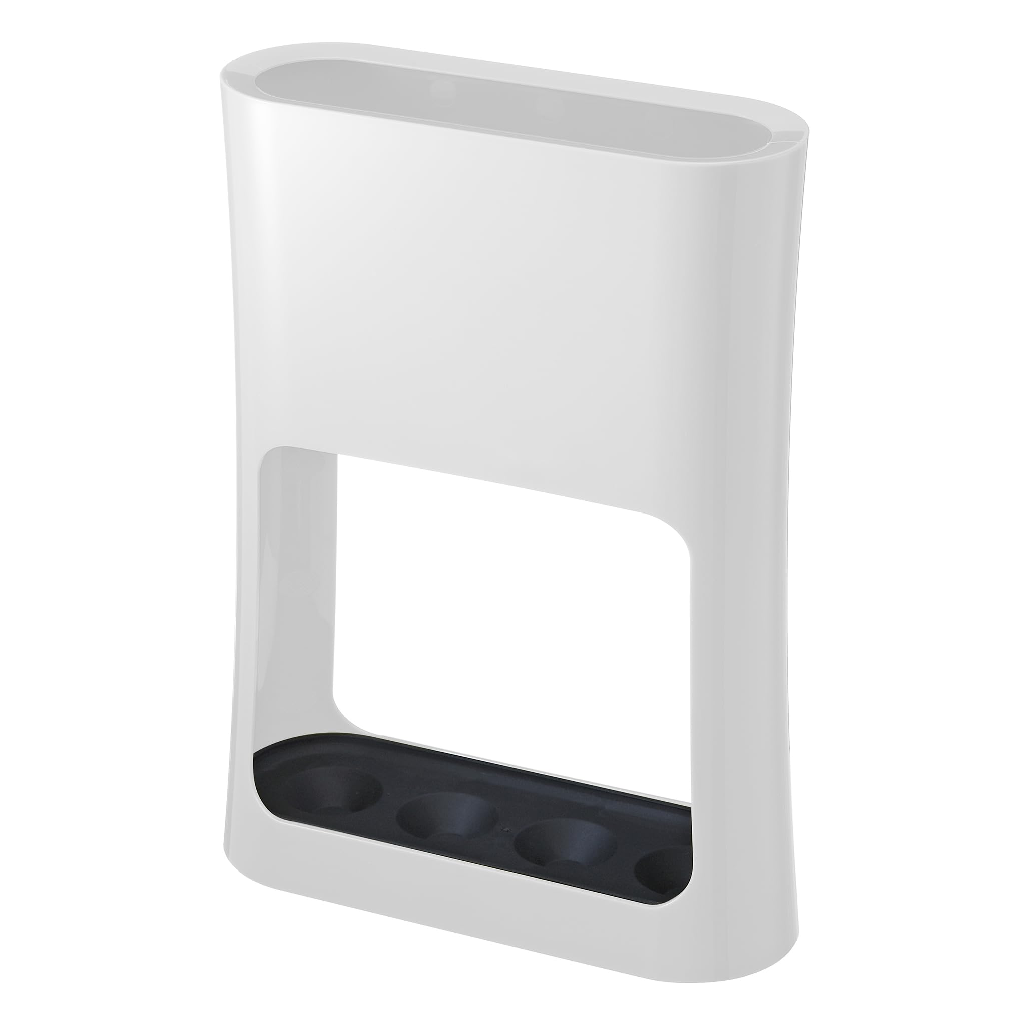 YAMAZAKI Oval Paragüero de plástico ABS - hasta 4 Paraguas, Paraguas Plegables, con Bandeja de Goteo - 7,6 x 20,8 x 28 cm, diseño japonés, Blanco