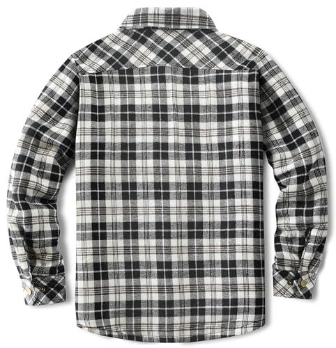 Image of Men's Sherpa Cotton Flannel Shirt Jacket Plaid Button Coat Pocket