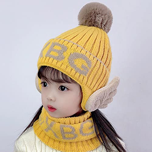 Scarf Set Pullover Knitted Hat Unisex Letters Wool Hat with Daily Wear for Over 2-Year Old Khaki3
