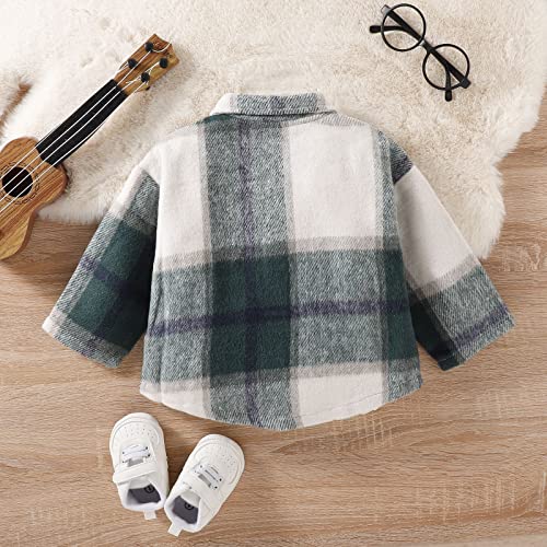 Kids Toddler Baby Boys Girls Flannel Shirt Jacket Long Sleeve Plaid Lapel Button Down Fall Fleece Lined Jackets2