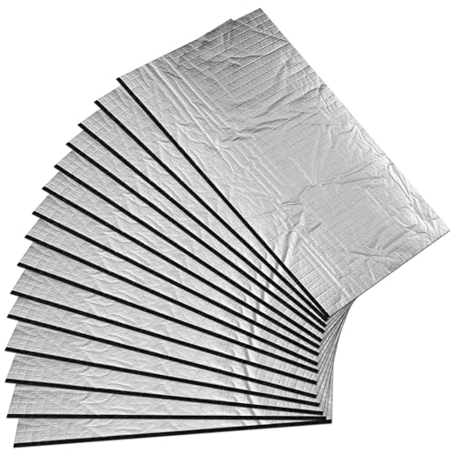 Paneles aislantes de aluminio de 5 mm, 0,68 m², 250 x 180 mm, 15 unidades, aislamiento de vehículos, autoadhesivo, aislamiento acústico y antivibración