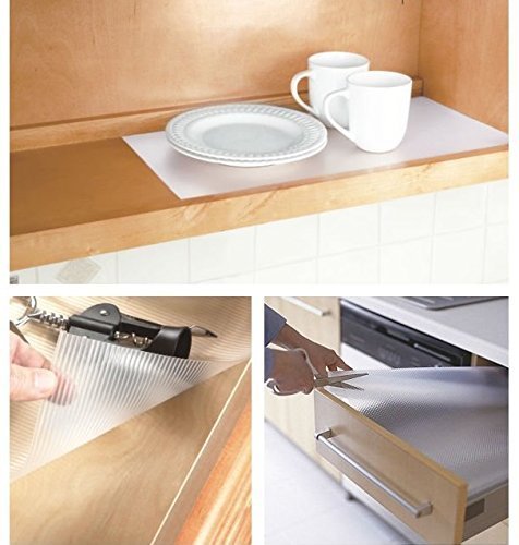 Durable EVA Plastic Anti-Slip Mat/Sheet - for Kitchen, Shelf, Drawer, Liner - Size:- 45 x 125 cm(Transparent/White Color),Set 2 Pieces 1