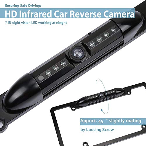 Image of License Plate Backup Camera, Rear View Camera 150 Viewing Angle Car License Plate Frame Mount Camera IP67 Waterproof 8 LED Light Night visaion for Universal Cars, SUV, Trucks