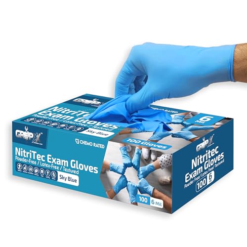 London Labs Guantes de nitrilo de 6 mil, desechables, sin látex ni polvo, extra elásticos, seguros para fentanilo, médico, botiquín de primeros auxilios, EMT, guantes de goma seguros para alimentos