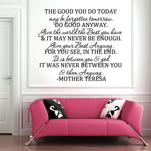 DigTour WallArt Mother Teresa Wall Quote Decal The Good You Do Inspirational Wall Decal Living Room Sticker£¨X-Large,Dark Brown£©