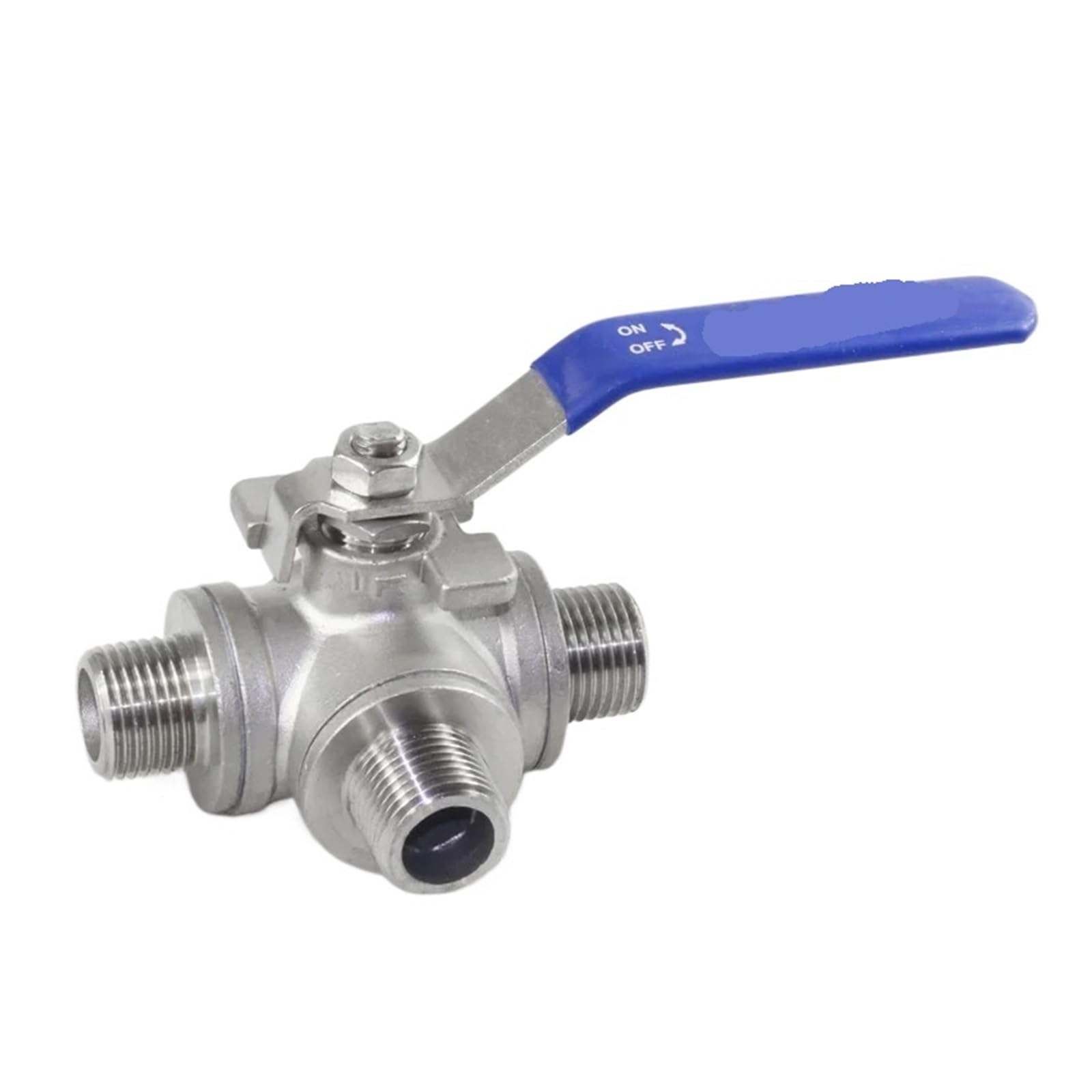 Vanne à bille à trois voies filetée 3/4 pouce DN20 inox type T femelle