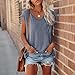 Cap Sleeve V Neck T Shirts for Women Solid Color Summer Tops Dressy Casual Beach Vacation Tank Tops with Chest Pocket Gray