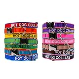 Large Purple w/Yellow Stripes Premium Personalized Embroidered Dog Collar - 3 Sizes + 14 Colors - Al