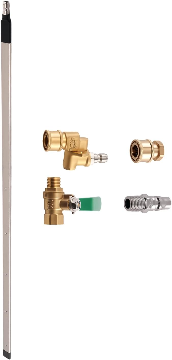 maXpeedingrods 32" Radiator Cleaning Wand, Stainless Steel Cleaning Wand with Quick Connector, Dual Water & Air Blow Gun Adapter for Trucks RVs Heavy Equipment Pressure Washer