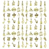 WOCRAFT 60pcs Antique Gold Music Bracelet Charms for Jewelry Making Sets DIY Necklace Bracelet Keychain Crafting Charms Kit Craft Supplies (SN894)