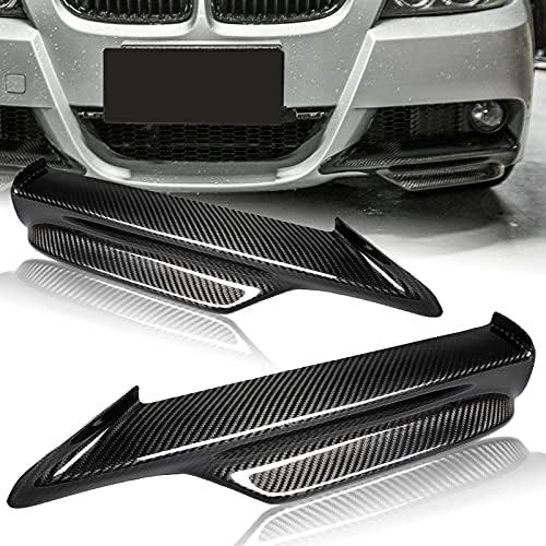 Front Bumper Lip fit for compatible with 2009-2011 BMW E90 E91 LCI 3-Series Sedan with M-Tech Bumper, Front Bumper Lip Spoiler Air Chin Body Kit Splitter Real Carbon Fiber, 2010