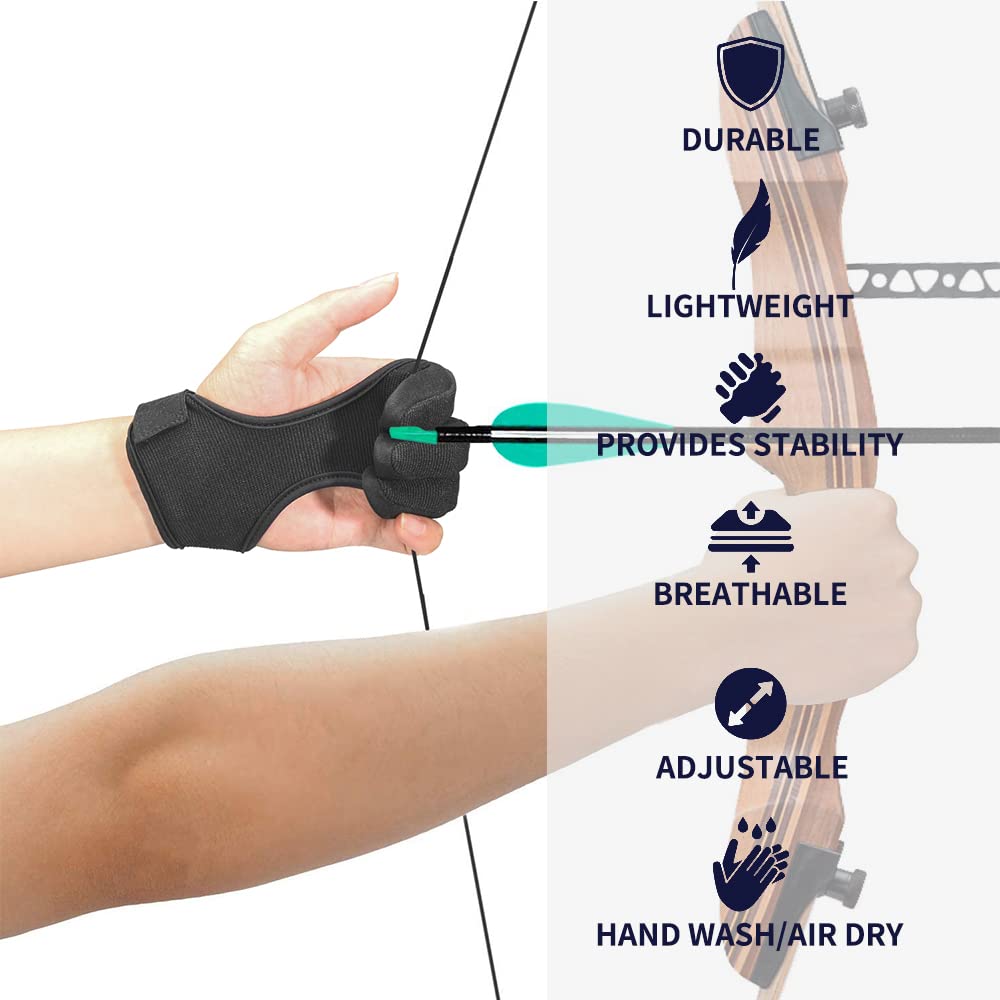 Gants De Tir à L'Arc NEET 3 Doigts Taille M - Cuir Foncé Avec Protège-Bras - NEUF