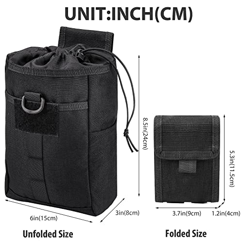 Molle Dump Pouch Drawstring Utility Drop Pouch Folding Belt Pouches Tactical Waist Bag For Men Hunting Foraging Joey Bag (Black) #TOP1