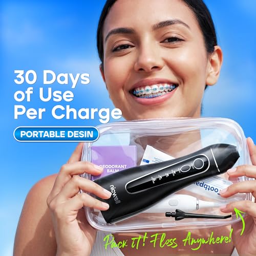 Water Dental Flosser Cordless for Teeth - Nicwell 4 Modes Dental Oral Irrigator, Portable and Rechargeable IPX7 Waterproof Powerful Battery Life Water Teeth Cleaner Picks for Home Travel