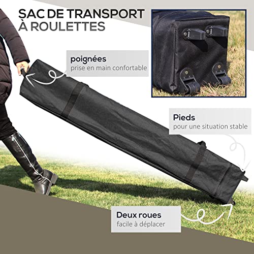 Outsunny Tuinpaviljoen voor buiten, barnum, pop-up, vouwtent, 4 x 4 m, dubbel dak, uv-bescherming 50+, 4 muggennetten, 4 zandzakken, 1 transporttas, Oxford-stof, metaal - Afbeelding 4